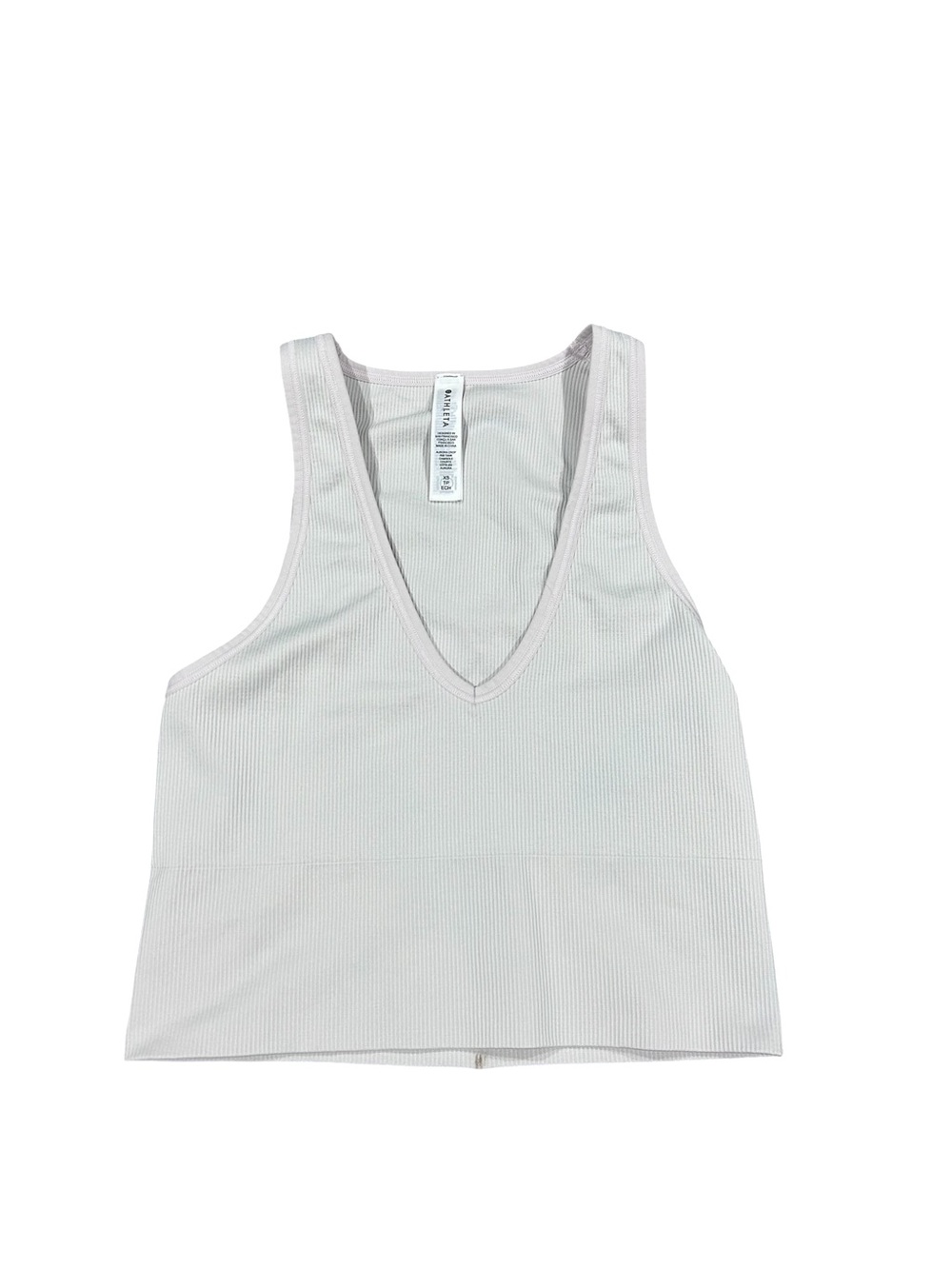 Athleta Ribbed V-Neck Tank Sports Bra — Light Gray